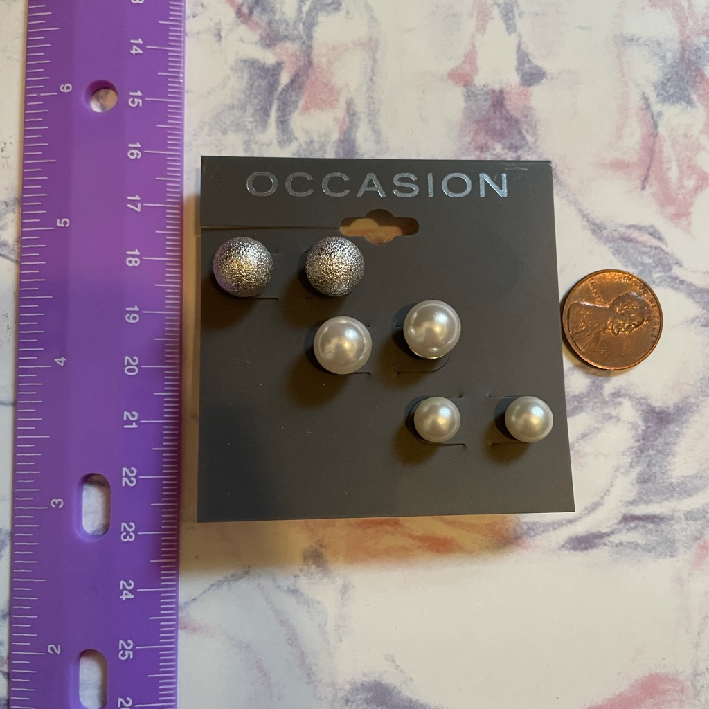 3 Pairs Ball Stud Earrings